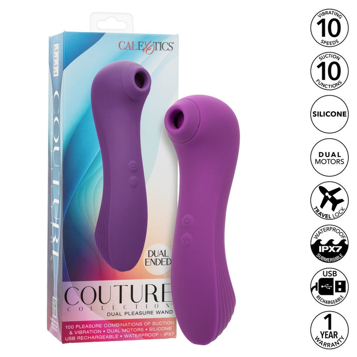 purple vibrator with clitoral stimulation, double ended