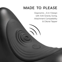 Black saddle with text on a white background