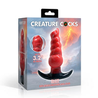 Box of a red inflatable silicone anal plug with 'Creature Cocks' branding on a white background.