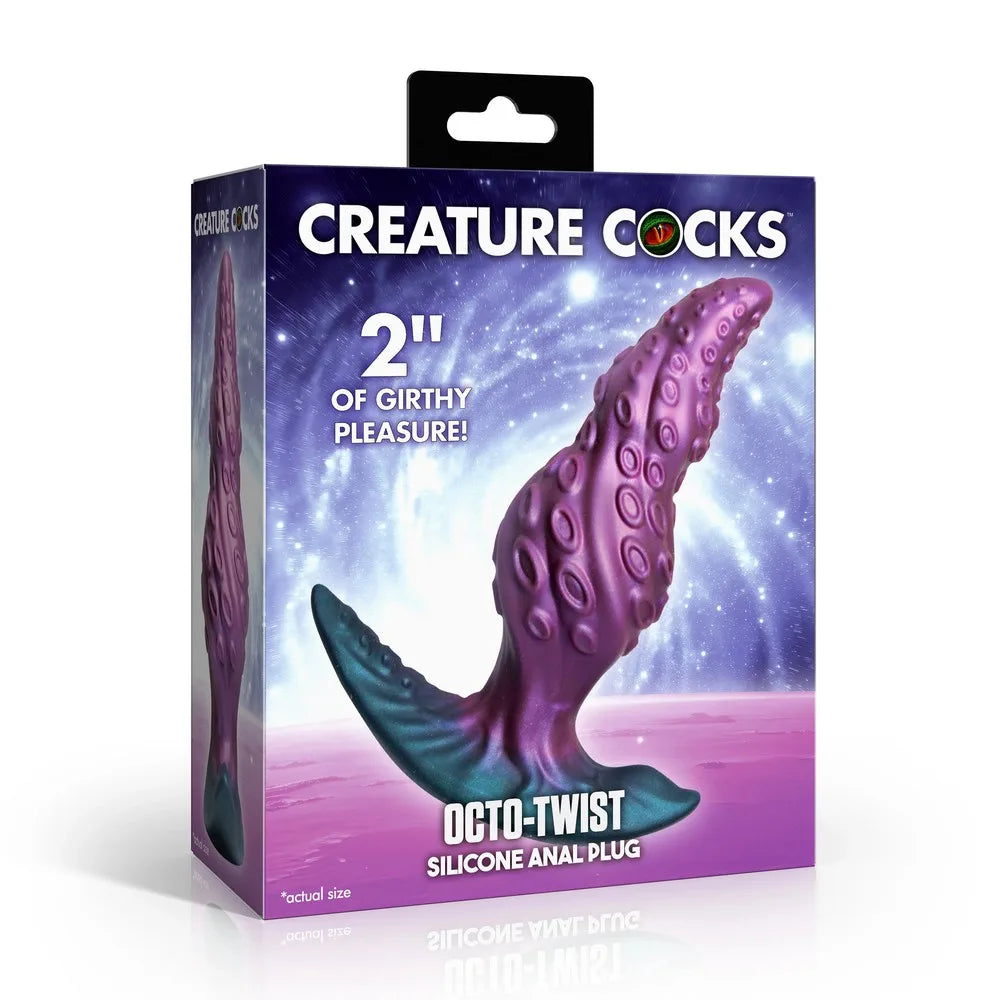 Box of a silicone anal plug with 'Creature Cocks' branding on a white background