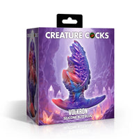 Box packaging of a volkron silicone butt plug with 'Creature Cocks' branding on a white background
