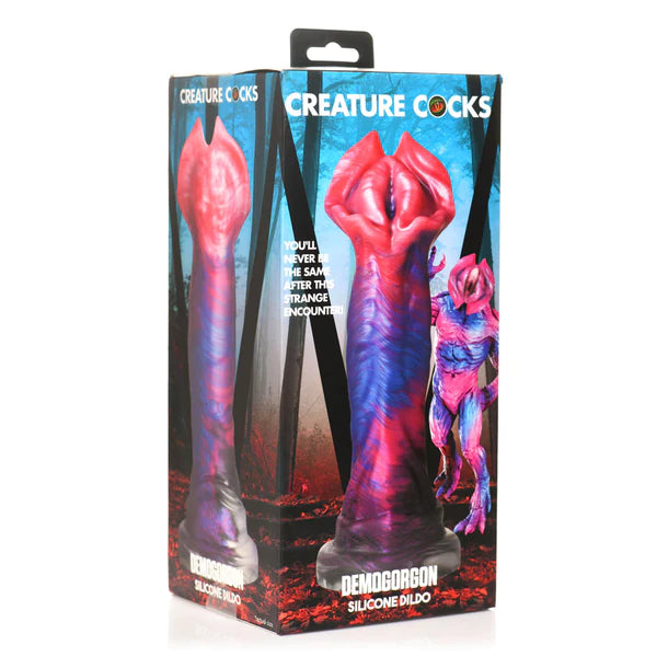 textured multi colored dildo with vagina opening head with alien on box