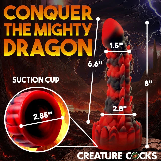 red & black dildo with scales size chart