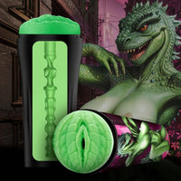 female reptile masturbator in green