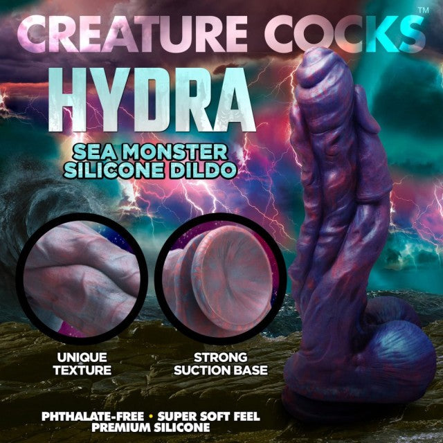 dark purple tones dildo in mythical sea setting