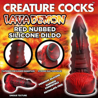 red & black dildo with balls in lava back ground