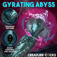Advertisement for a product called 'Gyrating Abyss' with tentacle texture and control features.