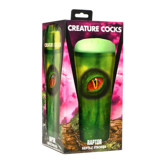 green reptile masturbator with eye ball on case