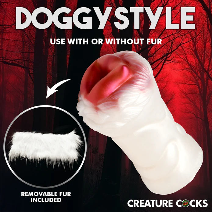 white she wolf vagina masturbator with removable white fur 