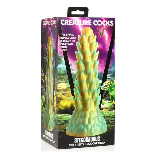 green and yellow spiky dildo