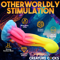 rainbow curved creature dildo feature chart