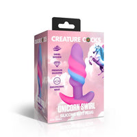 pink, purple, blue swirl anal plug with bottom base