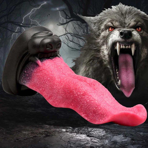 wolf Snout with fangs and tongue, like life creature in a dildo form