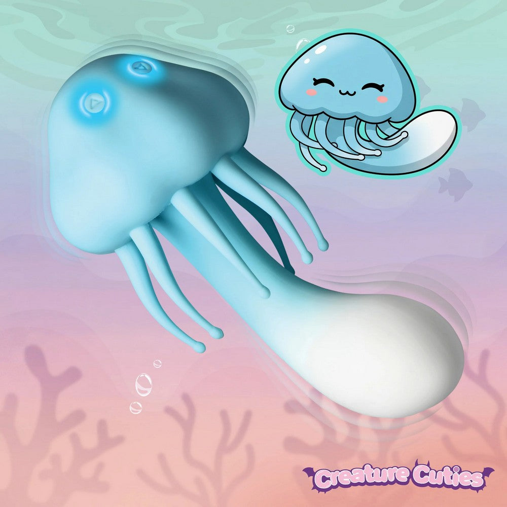 blue jelly fish vibrator on sea back ground