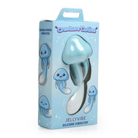 blue jelly fish vibrator in box packaging on white background