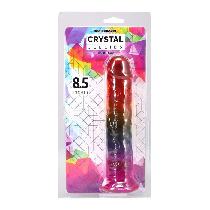Package of Doc Johnson Crystal Jellies with a colorful geometric design on a white background