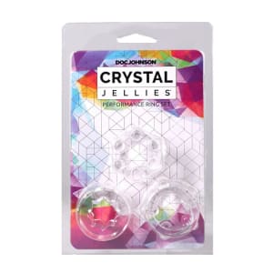 Doc Johnson Crystal Jellies adult novelty product in blister packaging, featuring two clear jelly-filled capsules with colorful printed backing card.