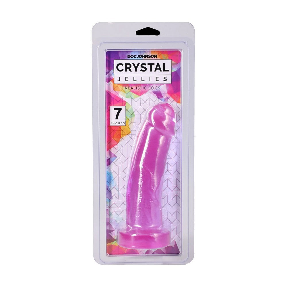 crystal jellies realistic dildo 7" in package, purple