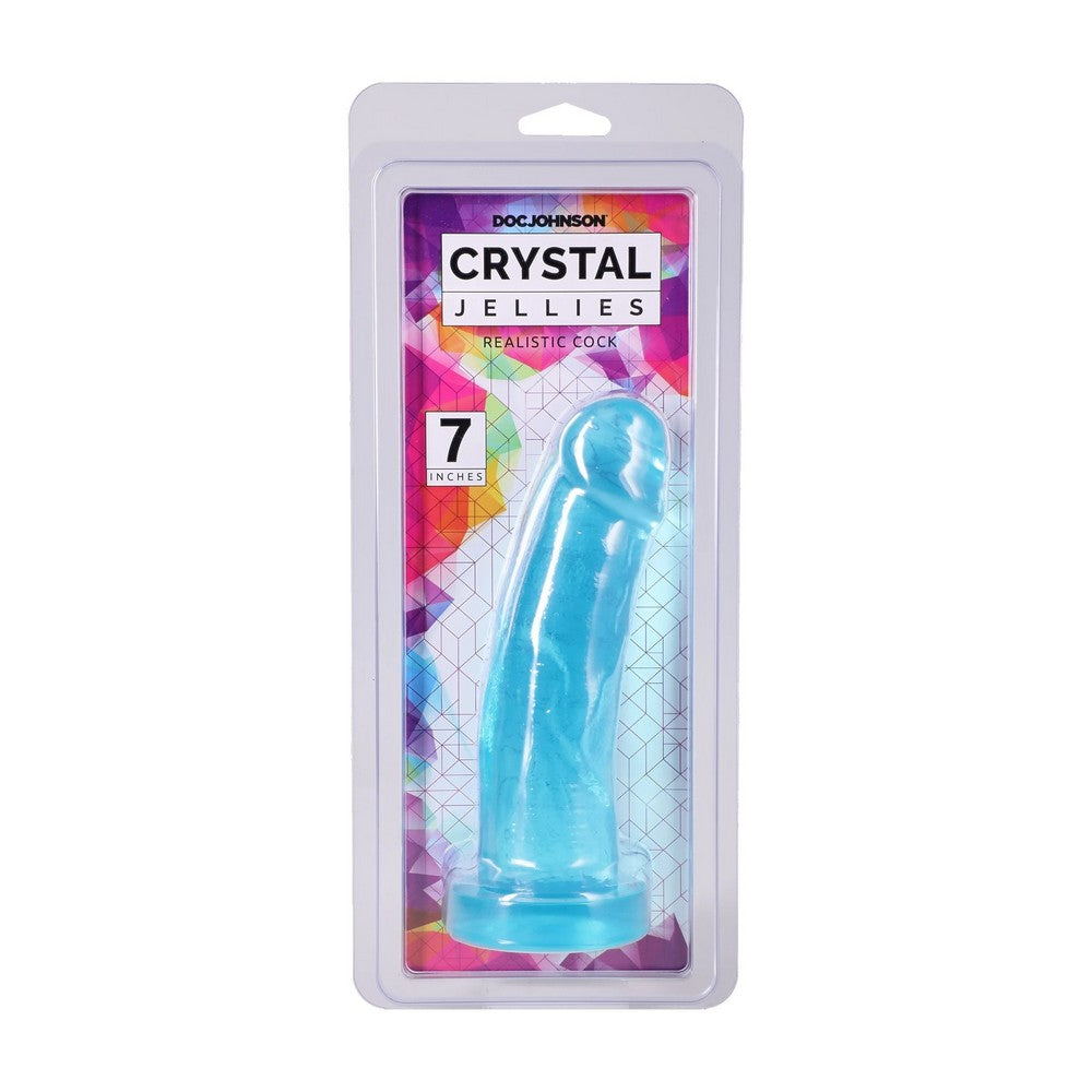 crystal jellies realistic dildo 7" in package, teal