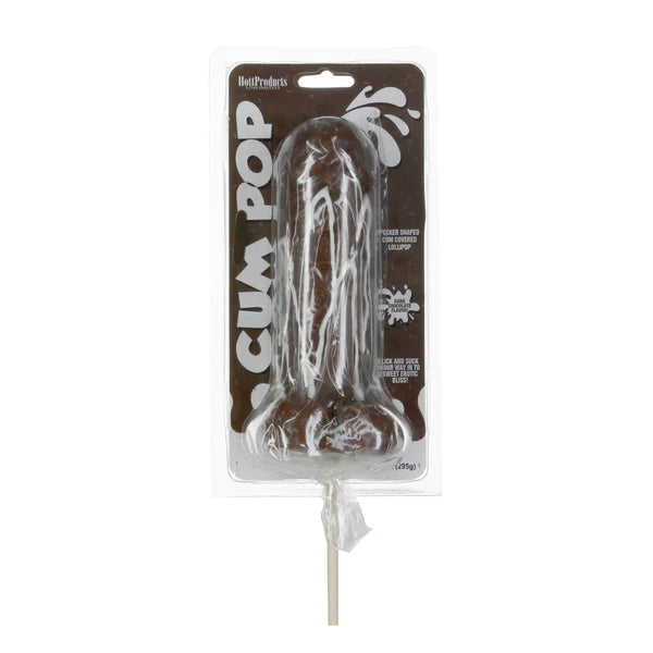 dark chocolate penis shaped lollipop with cum down front