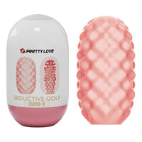 Pink and white seductive golf masturbator with 'Pretty Love' branding on a white background