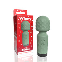 Green handheld wand with textured surface and red packaging labeled 'Winny' on a white background.