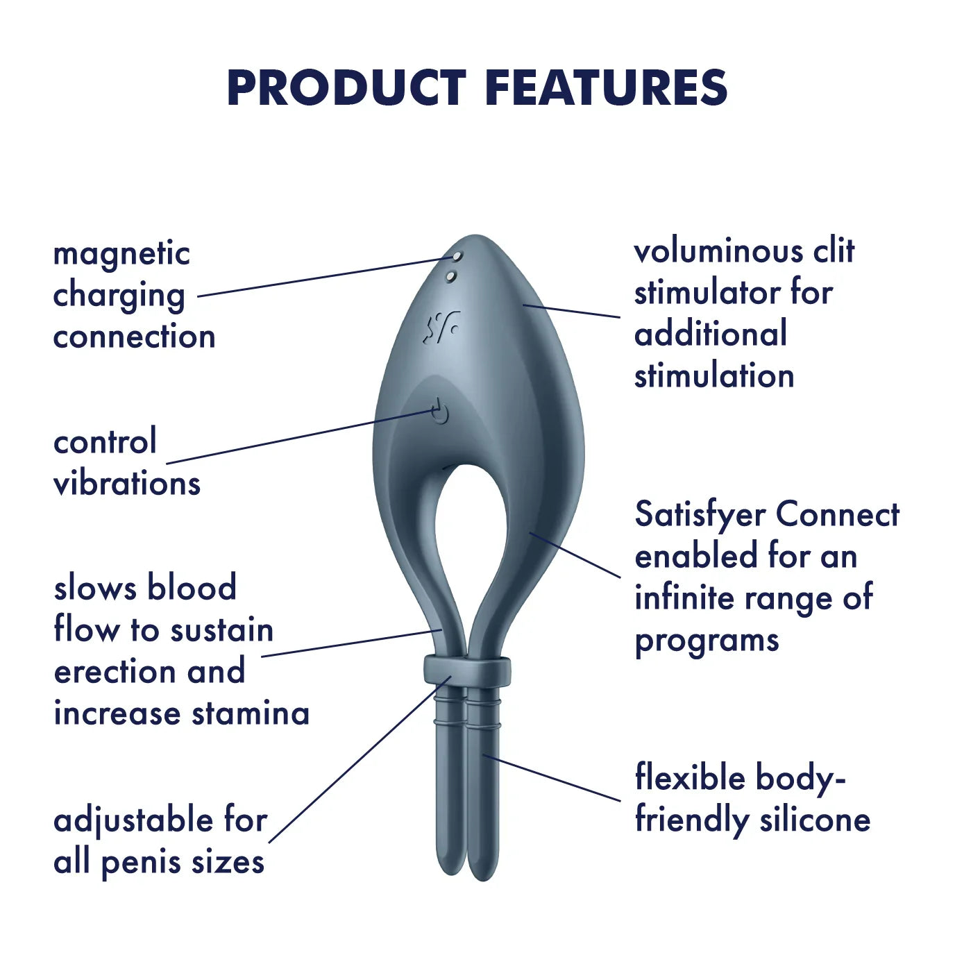 Bullseye Slate Connect App Cock Ring by Satisfyer