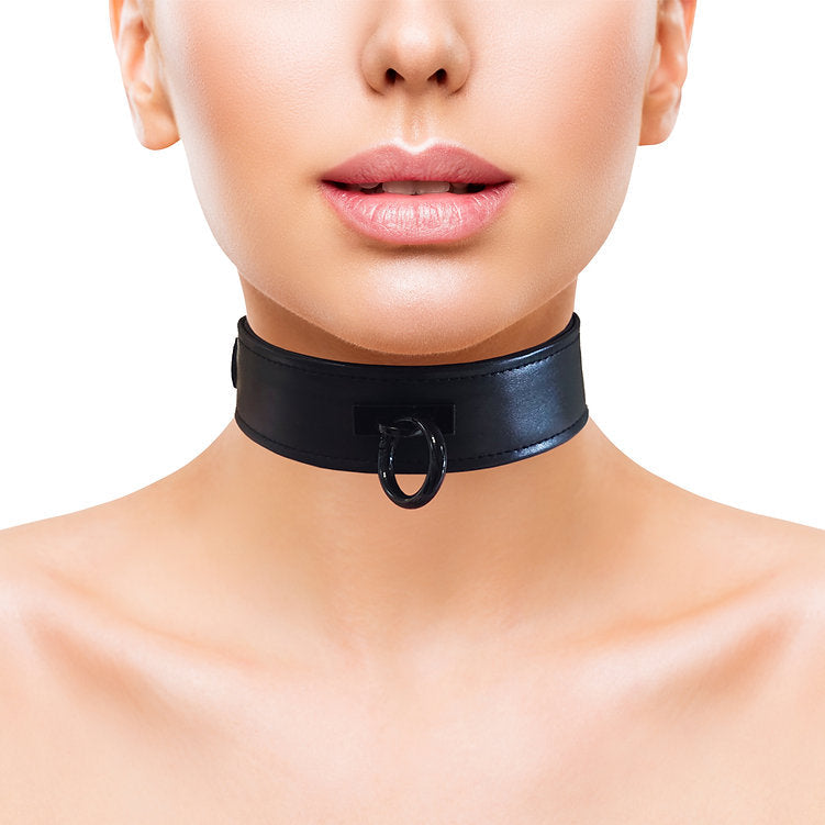 Leather Collar - Black with Black