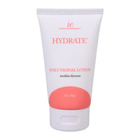 white and pink squeeze bottle of hydrate daily vaginal lotion 2oz
