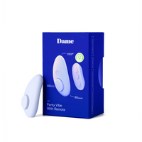 purple panty vibrator beside box packaging