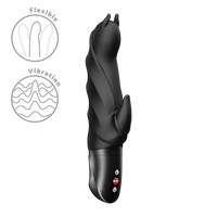 Black flexible and vibration-enabled vibrator on a white background