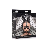 Box of Master Series Dark Horse Pony Head Harness with silicone bit on a white background