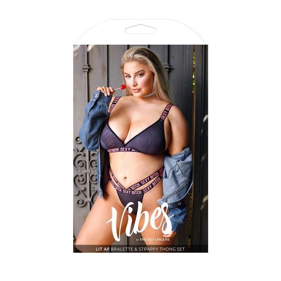 Sexy Bitch Bralette & Strappy Panty Set