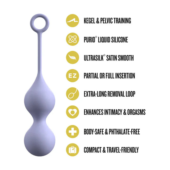 Cheri Silicone kegel trainer with features listed on a white background