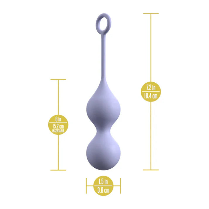 Cheri Silicone kegel trainer with measurements on a white background