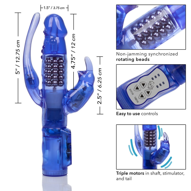 blue dual penetration vibrator with measurements