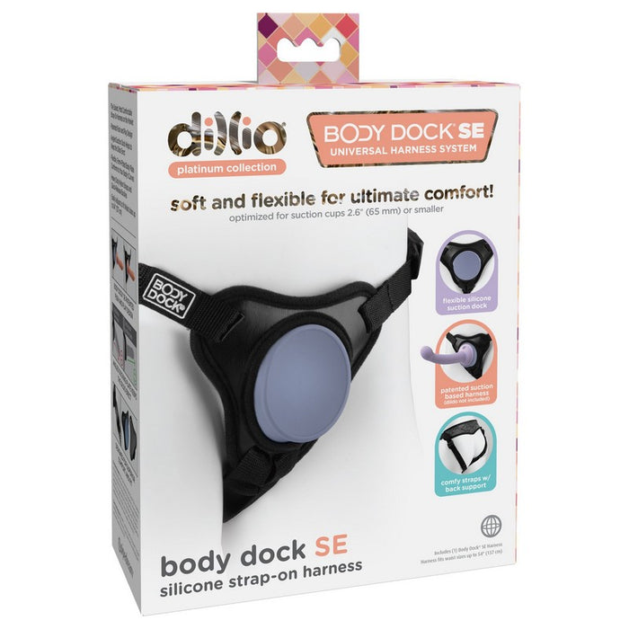 black and purple silicone body dock harness
