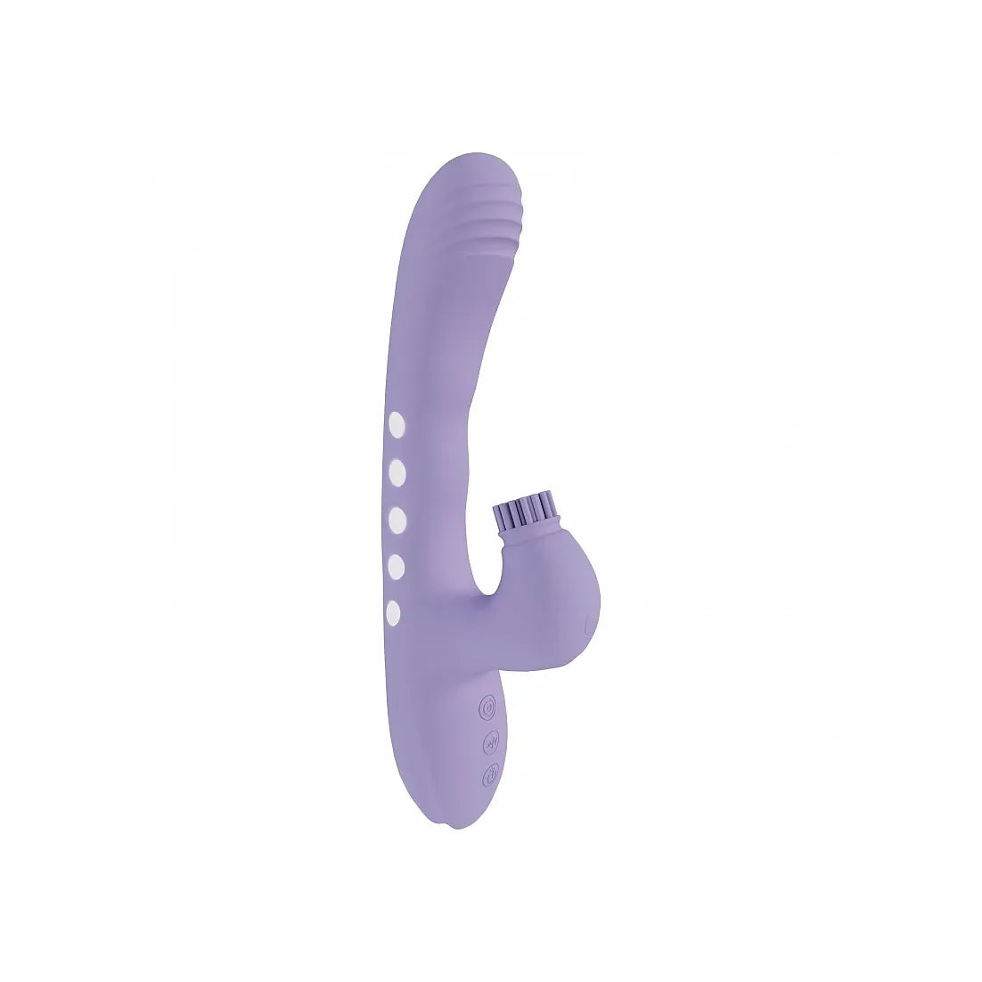 Purple vibrator with led polka dots on a white background