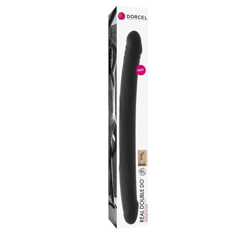 black double ended dildo on box packaging