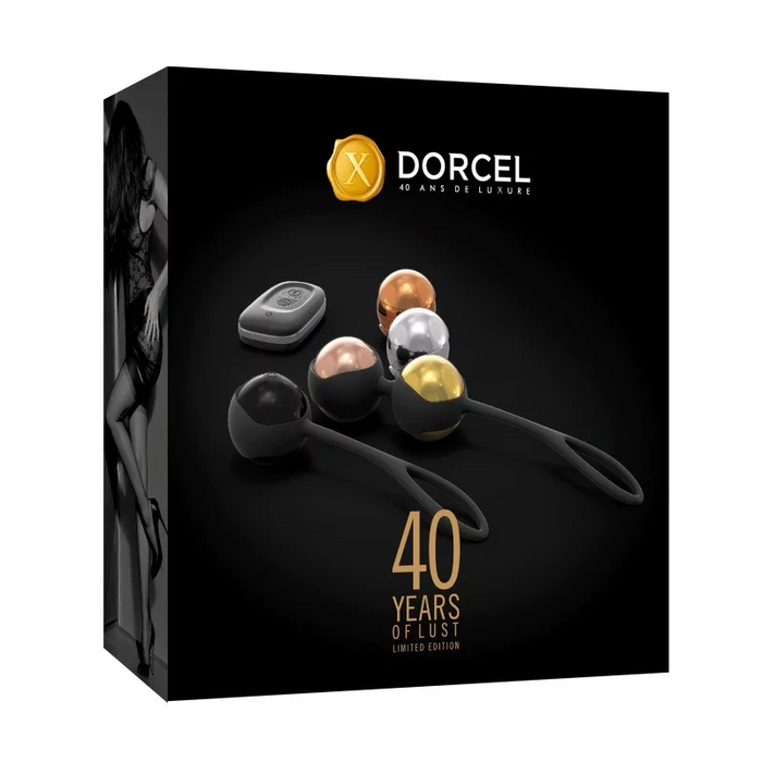 Dorcel product packaging with '40 Years of Lust' text on a black background
