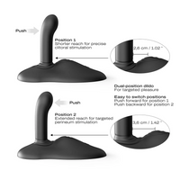 black grinding pad with thrusting dildo specs and size chart