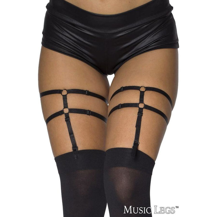 double leg  band garter with stocking straps, panty and stocking shown as well