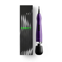 doxy die cast max plug in wand massager beside box packaging