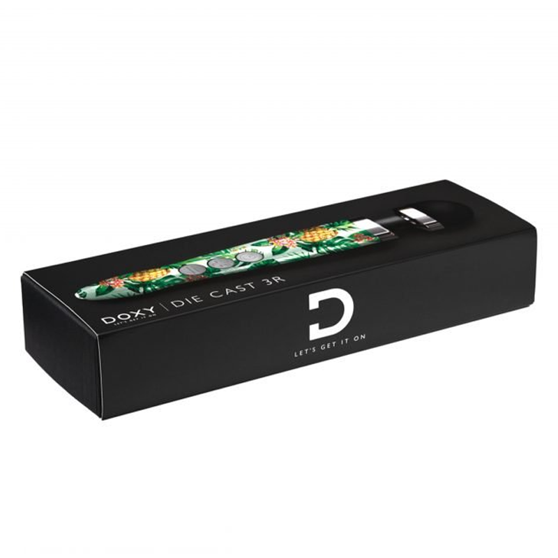 doxy pineapple handle wand with black head on box packaging