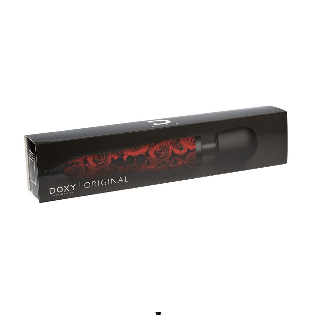 doxy red roses handle with black head, on box packaging
