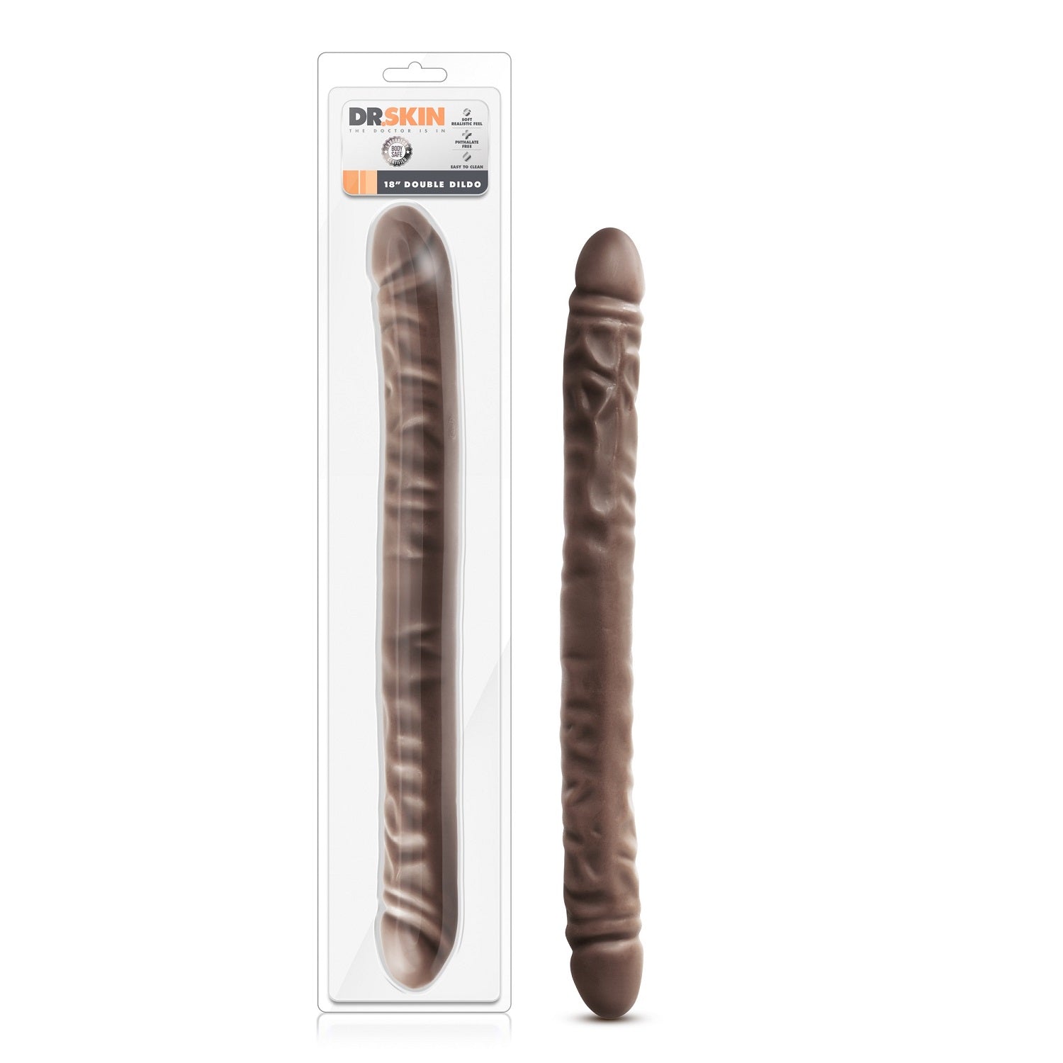 Brown textured product with packaging labeled 'Dr. Skin' on a white background