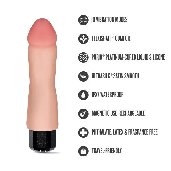 vibrator with features listed on a white background