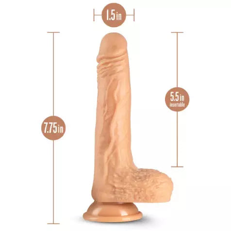 beige 7" realistic thrusting dildo with measurements