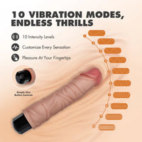 Product advertisement with vibration mode display and hand illustration on a beige background