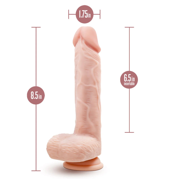 beige realistic vibrating dildo with measurements